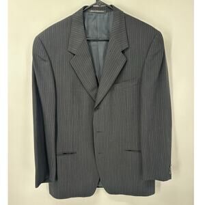 Ermenegildo Zegna Soft Mens 42R Black‎ Pinstripe Wool Blazer Sport Coat 3-Button